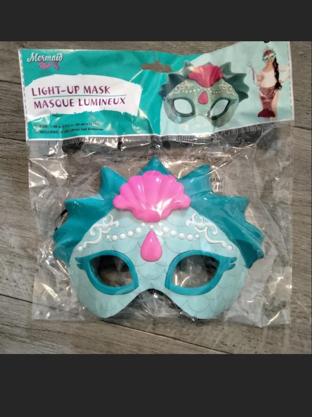 Light-Up Kids Mask - Aqua & Pink